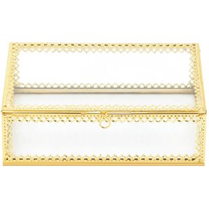 zingz & thingz gold motif glass jewelry box in gold