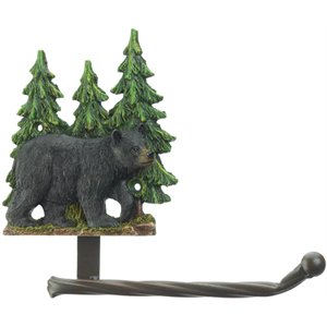 zingz & thingz plastic black bear toilet paper holder in black and green