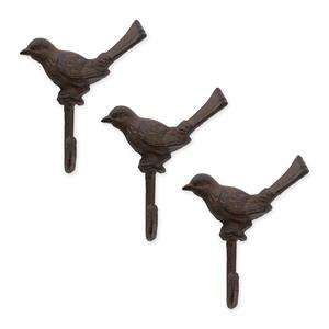 brown cast iron robin wall hook (set of 3) 4.25x1.5x5.5