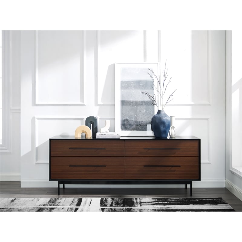 Bamax Landon 4 Drawer Double Dresser in Crimson