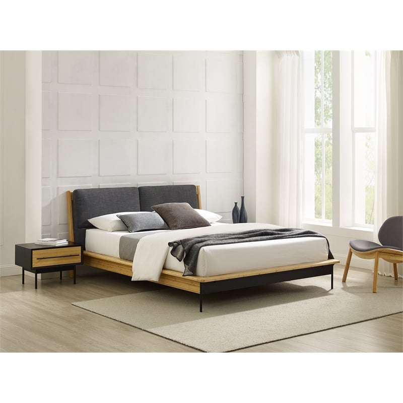 Bamax Spencer King Platform Bed with Fabric in Sand