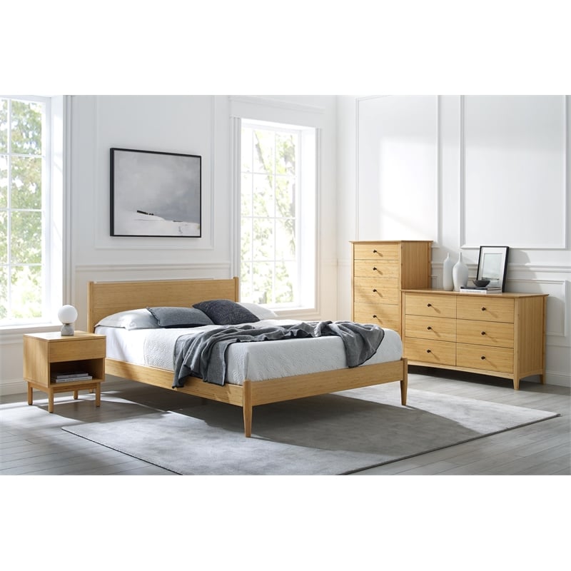 Bamax Ria Queen Platform Bed in Caramelized