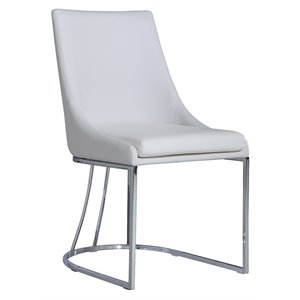 casabianca furniture modern creek faux leather dining chair in white