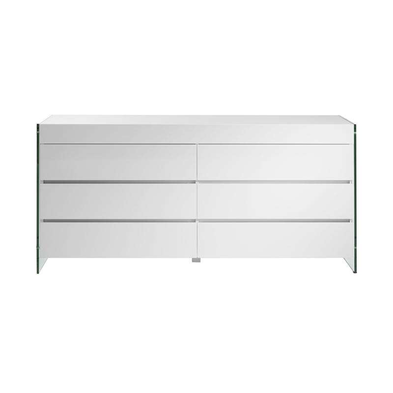 Casabianca Furniture Modern Il Vetro Engineered Wood Dresser in White