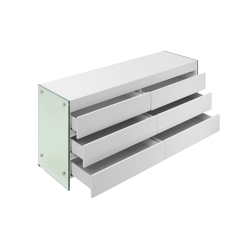 Casabianca Furniture Modern Il Vetro Engineered Wood Dresser in White