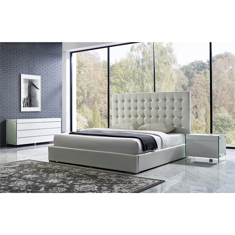 Casabianca Furniture Modern Il Vetro Engineered Wood Dresser in White