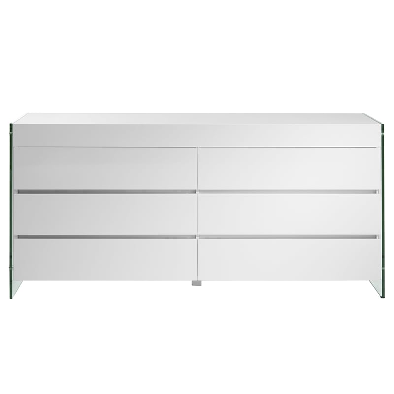 Casabianca Furniture Modern Il Vetro Engineered Wood Dresser in White