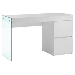 casabianca modern il vetro engineered wood office desk in white