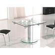 Casabianca Modern Thao Stainless Steel Extendable Dining Table in Clear