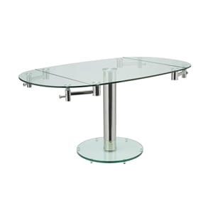 Casabianca Modern Thao Stainless Steel Extendable Dining Table in Clear