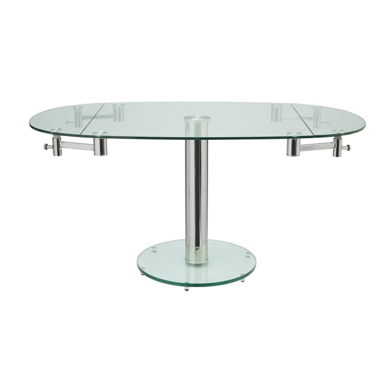 casabianca modern thao stainless steel extendable dining table in clear