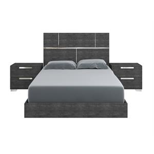 casabianca modern milo engineered wood italian queen frame bed in gray