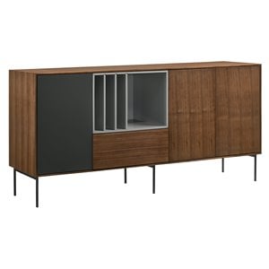 casabianca furniture modern calico solid wood buffet-server in brown
