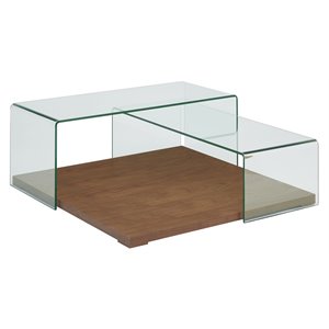 casabianca furniture modern kinetic glass cocktail table in brown