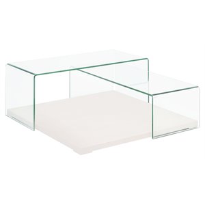 casabianca furniture modern kinetic glass cocktail table in white