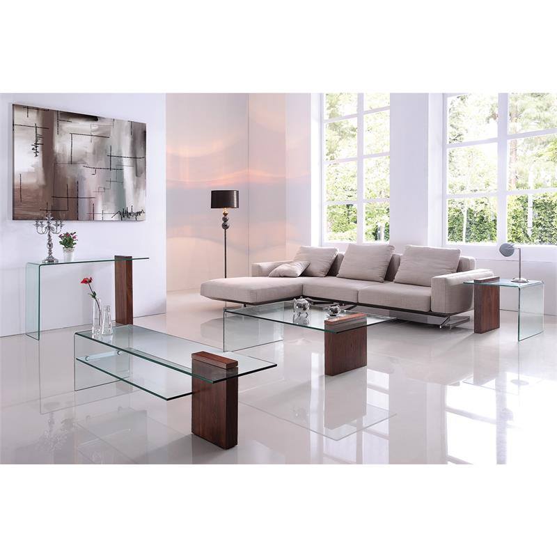 Casabianca Furniture Modern Buono Glass Cocktail Table in Brown