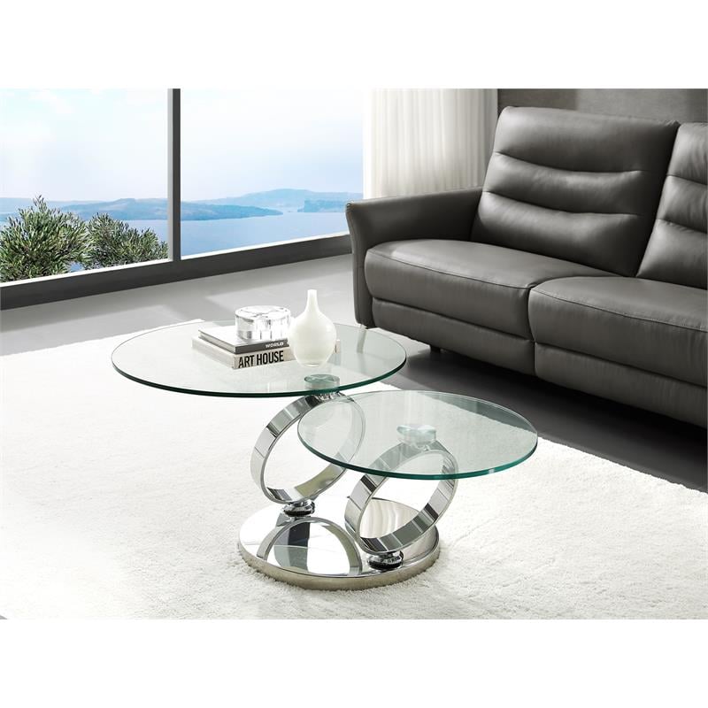 Casabianca Furniture Modern Satellite Glass Cocktail Table in Clear