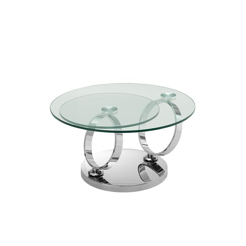 Casabianca Furniture Modern Satellite Glass Cocktail Table in Clear