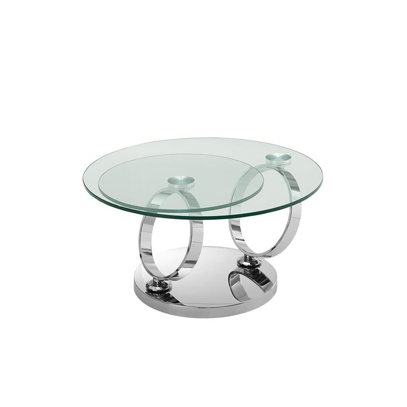 Casabianca Furniture Modern Satellite Glass Cocktail Table in Clear