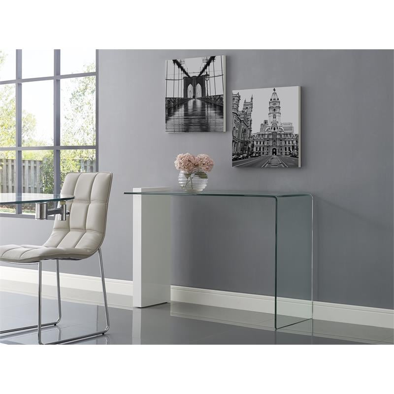 Casabianca Furniture Modern Buono Glass Console Table in White