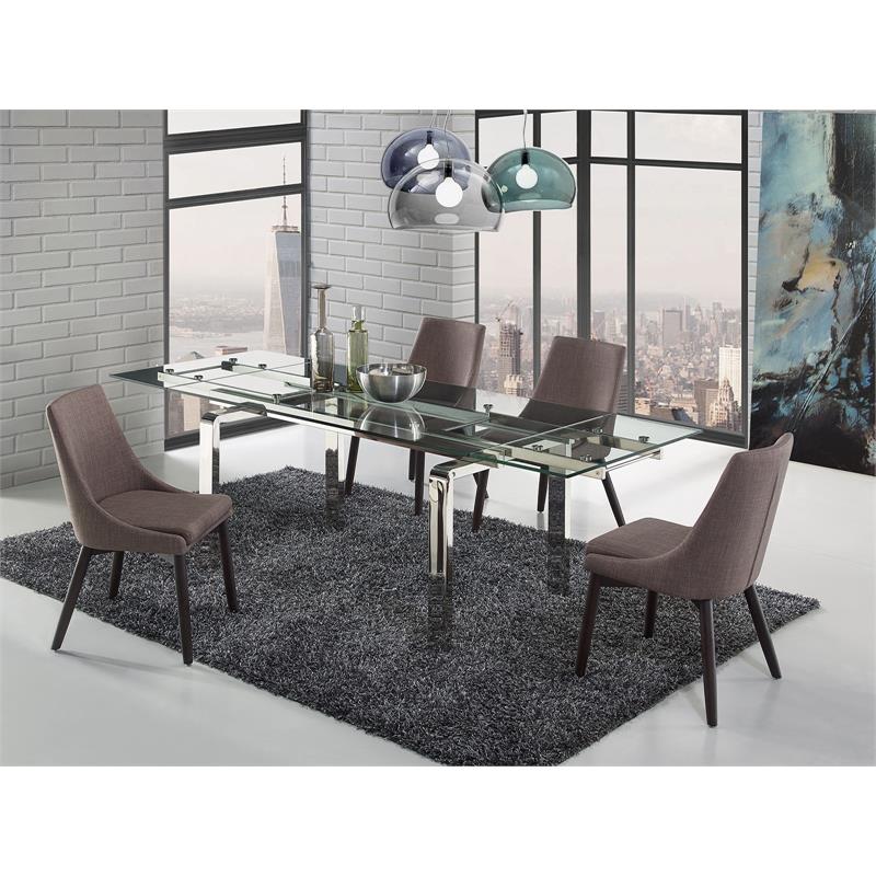 Casabianca Furniture Modern Creek Fabric Dining Chair in Gray