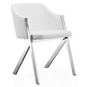 casabianca furniture modern acorn faux leather dining chair in white