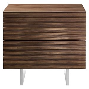 casabianca furniture modern moon engineered wood nightstand in brown
