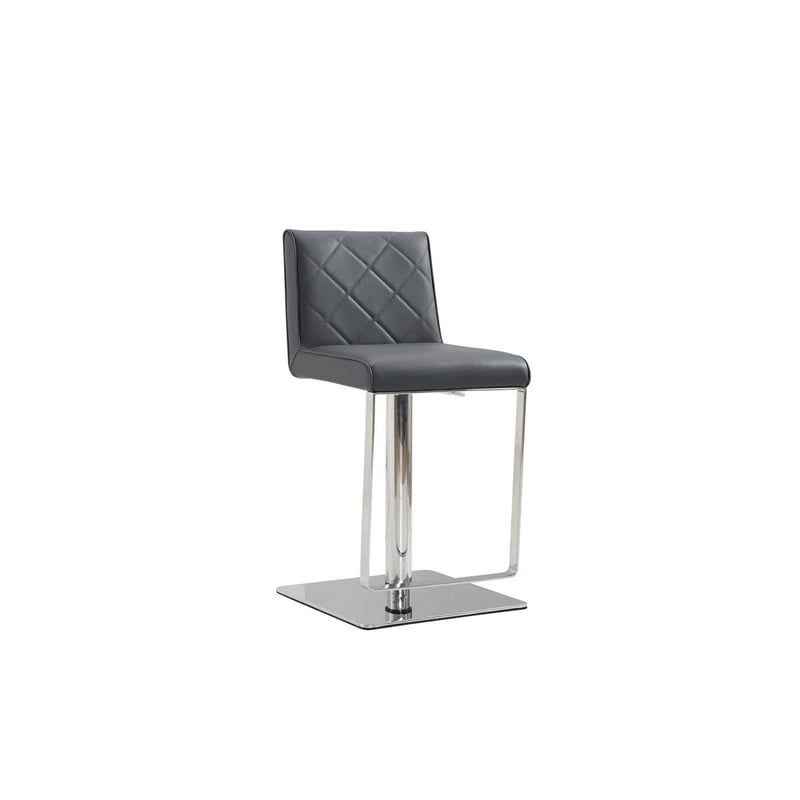 Casabianca Modern Loft Stainless Steel Adjustable Bar Stool in Gray