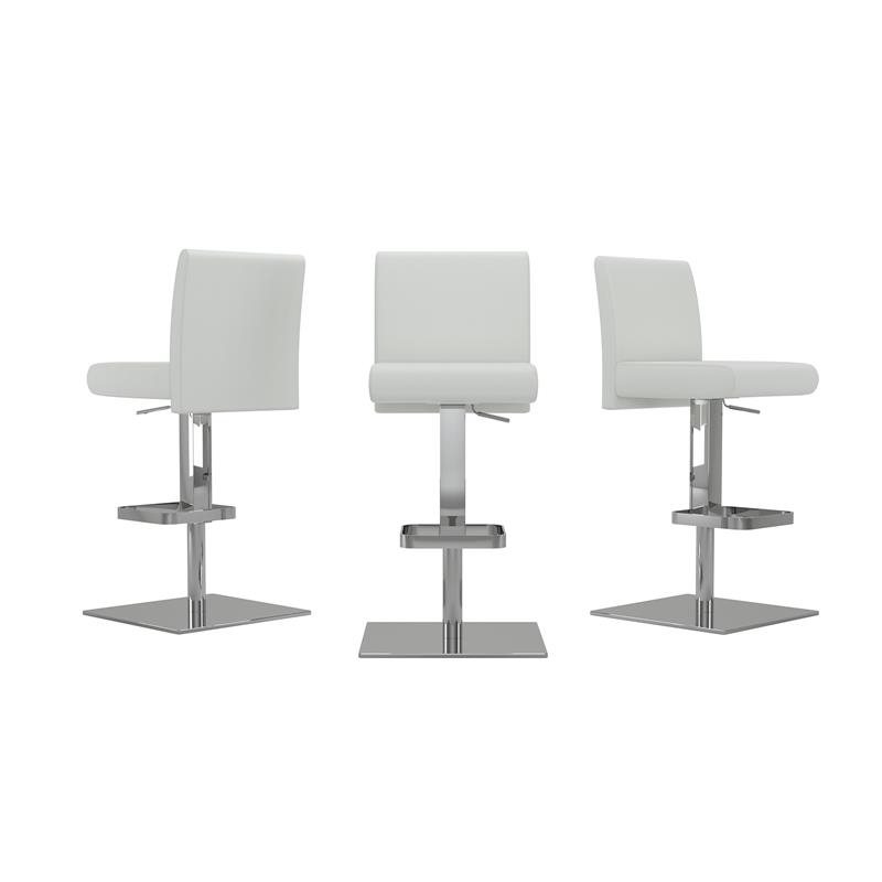 Casabianca Modern Vittoria Leather Italian Adjustable Bar Stool in White