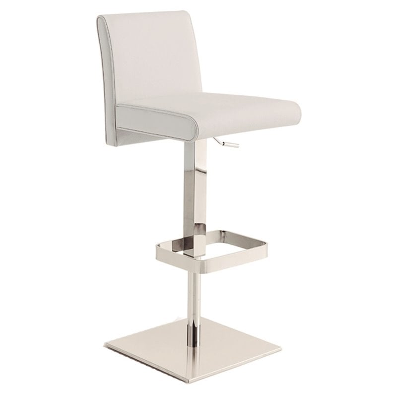 Casabianca Modern Vittoria Leather Italian Adjustable Bar Stool in White