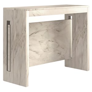 modern erika engineered wood italian extendable console table in white