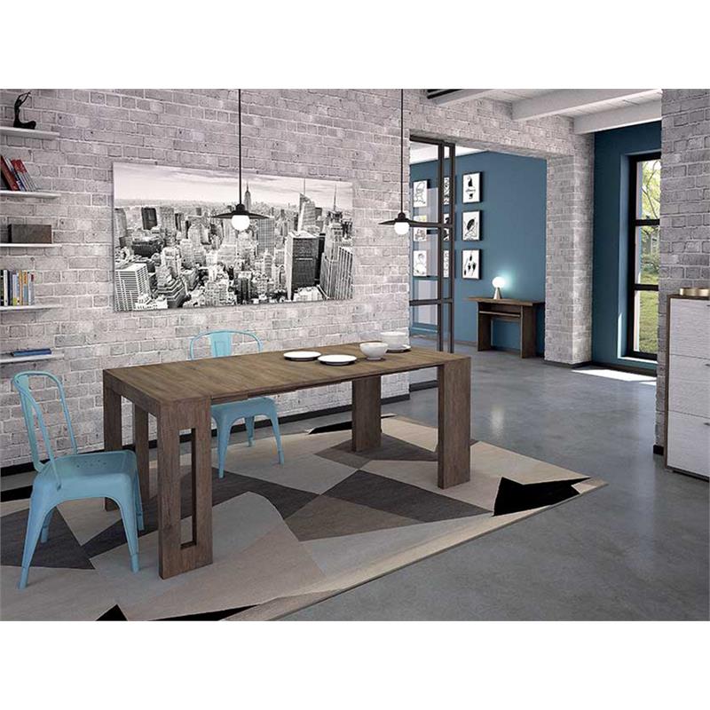 Modern Erika Engineered Wood Italian Extendable Console Table in Brown