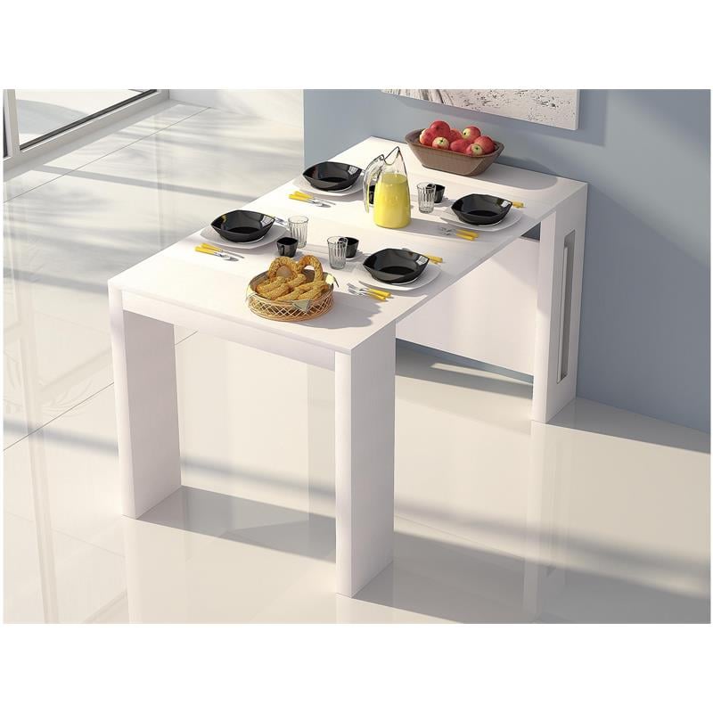 Modern Erika Engineered Wood Italian Extendable Console Table in White