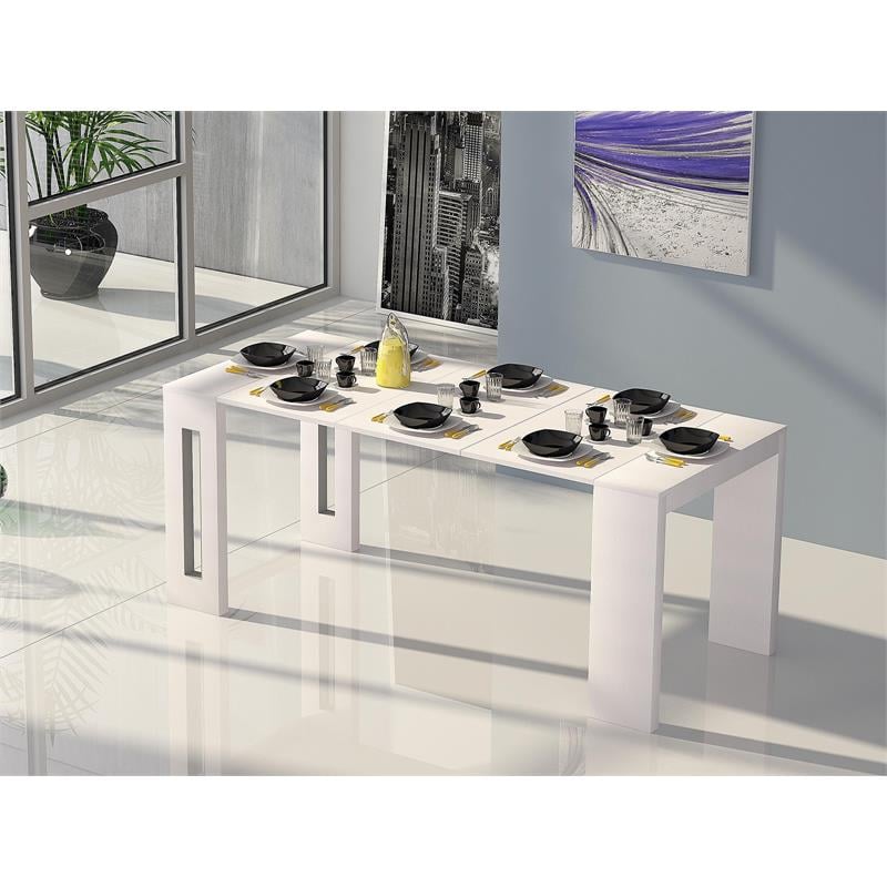 Modern Erika Engineered Wood Italian Extendable Console Table in White