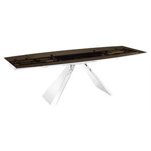 casabianca modern stanza stainless steel extendable dining table in bronze