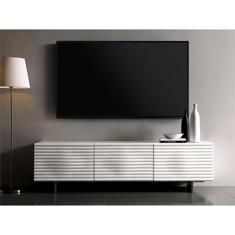 Casabianca Modern Moon Engineered Wood Entertainment Center in White
