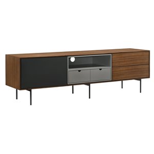 casabianca furniture modern calico wood entertainment center in brown