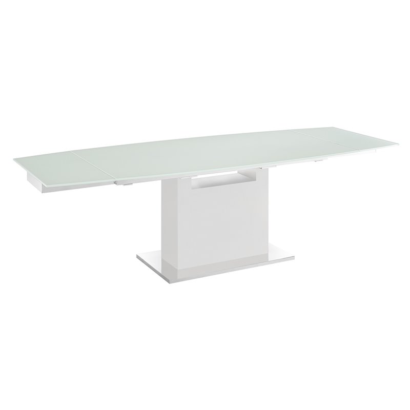 Modern Olivia Engineered Wood Extendable Motorized Dining Table in White