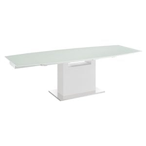 Modern Olivia Engineered Wood Extendable Motorized Dining Table in White