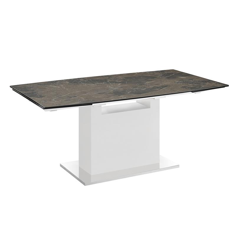 Modern Olivia Stainless Steel Extendable Motorized Dining Table in Brown