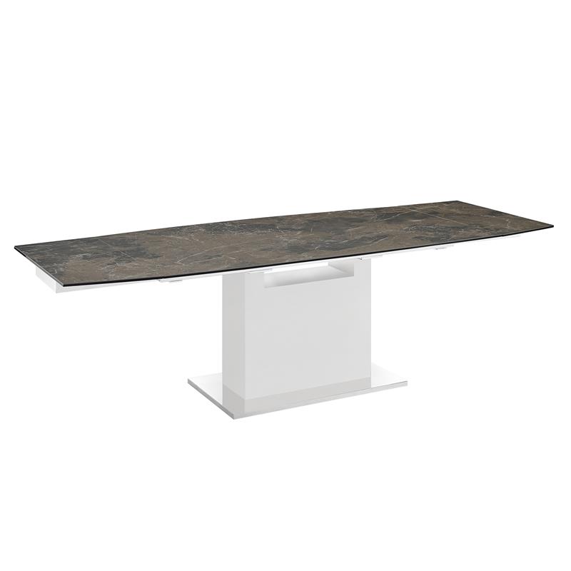 Modern Olivia Stainless Steel Extendable Motorized Dining Table in Brown