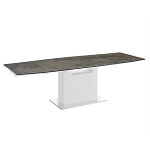 Modern Olivia Stainless Steel Extendable Motorized Dining Table in Brown
