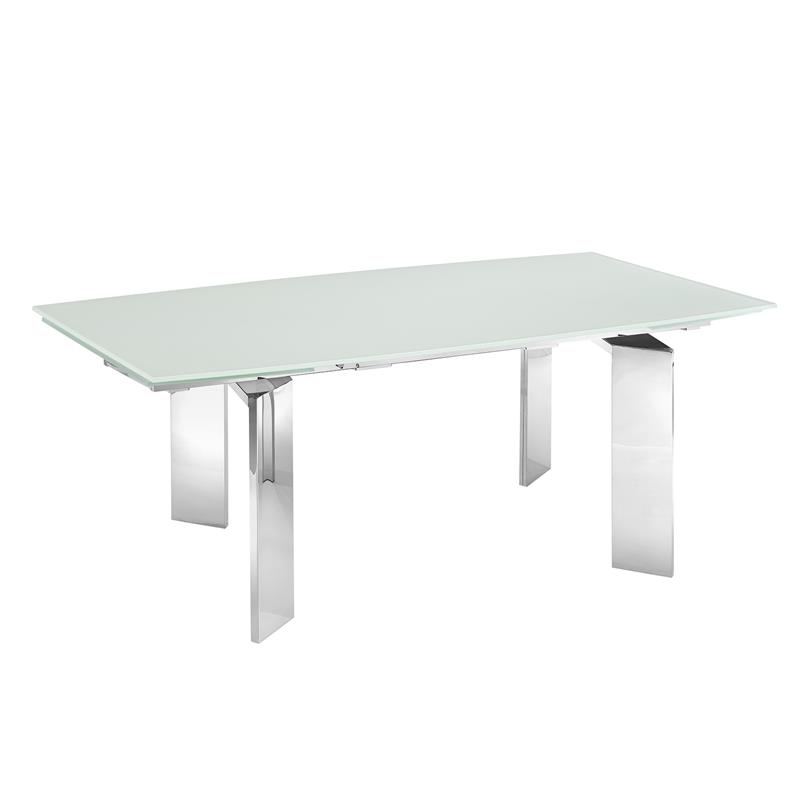 Modern Astor Stainless Steel Extendable Motorized Dining Table in White