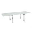 Modern Astor Stainless Steel Extendable Motorized Dining Table in White