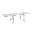 Modern Astor Stainless Steel Extendable Xl Motorized Dining Table in White