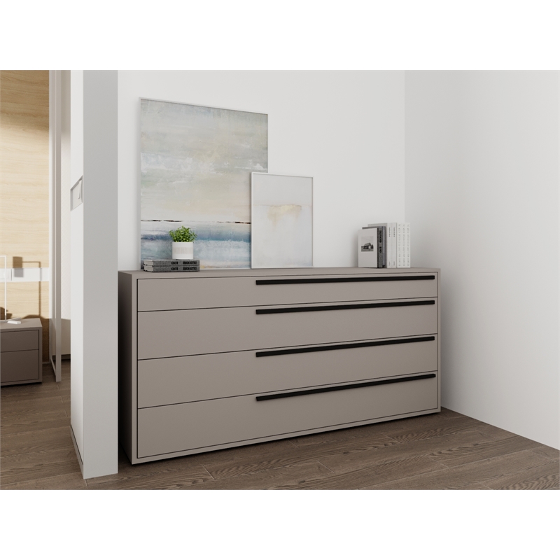 Casabianca Furniture Carter Wood 4-Drawers Bedroom Dresser in Taupe Matte