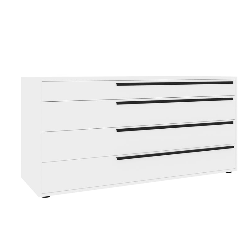 Casabianca Furniture Carter Wood Dresser in White High Gloss with Black Handles