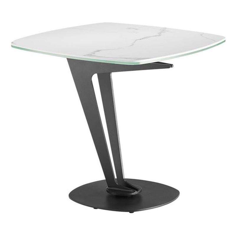 Casabianca Furniture Leaf End Table in White Marbled Porcelain