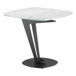 Casabianca Furniture Leaf End Table in White Marbled Porcelain