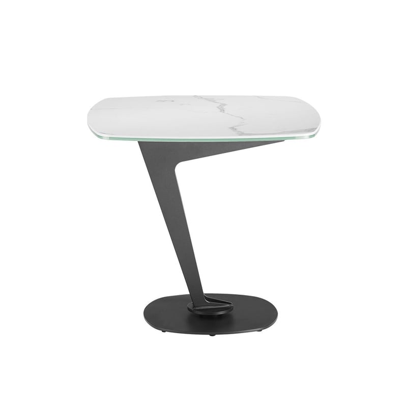 Casabianca Furniture Leaf End Table in White Marbled Porcelain